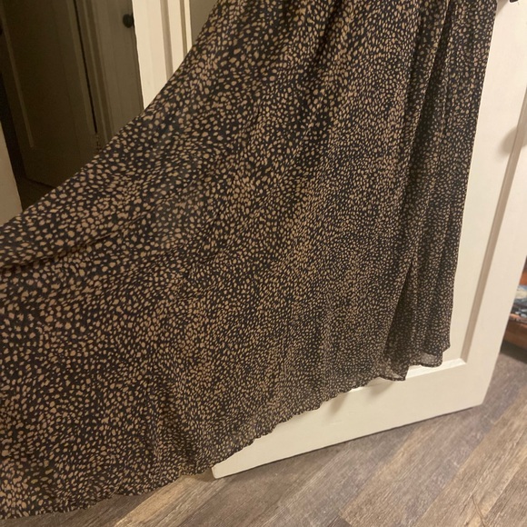 Baltic Born Maxi Dress Long Sleeves Black & Tan Flowy NWT Cha Cha Print Large - Picture 6 of 11